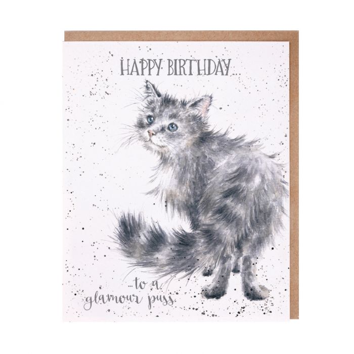 Wrendale Designs Greeting Card, Birthday 'Glamour Puss' Cat