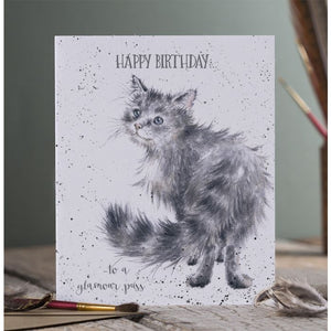 Wrendale Designs Greeting Card, Birthday 'Glamour Puss' Cat