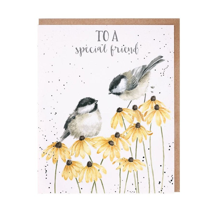 Wrendale Designs Greeting Card, 'Let Friendship Bloom' Chickadee