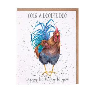 Wrendale Designs Greeting Card, Birthday 'Cock A Doodle Doo' Cockerel