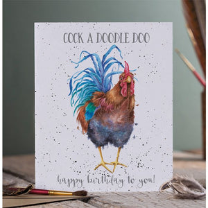 Wrendale Designs Greeting Card, Birthday 'Cock A Doodle Doo' Cockerel