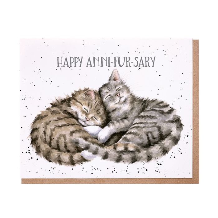 Wrendale Designs Greeting Card, Anniversary 'Happy Anni-Fur-Sary' Cat