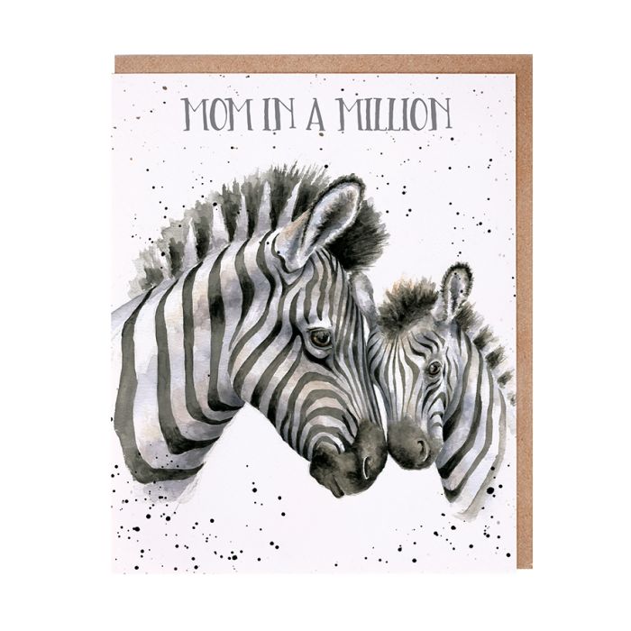 Wrendale Designs Greeting Card, Mother's Day 'Mom in a Million' Zebra