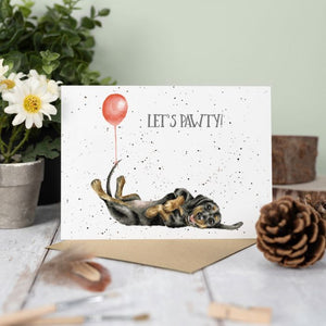 Wrendale Designs Greeting Card, Birthday 'Lets Pawty' Dachshund Dog