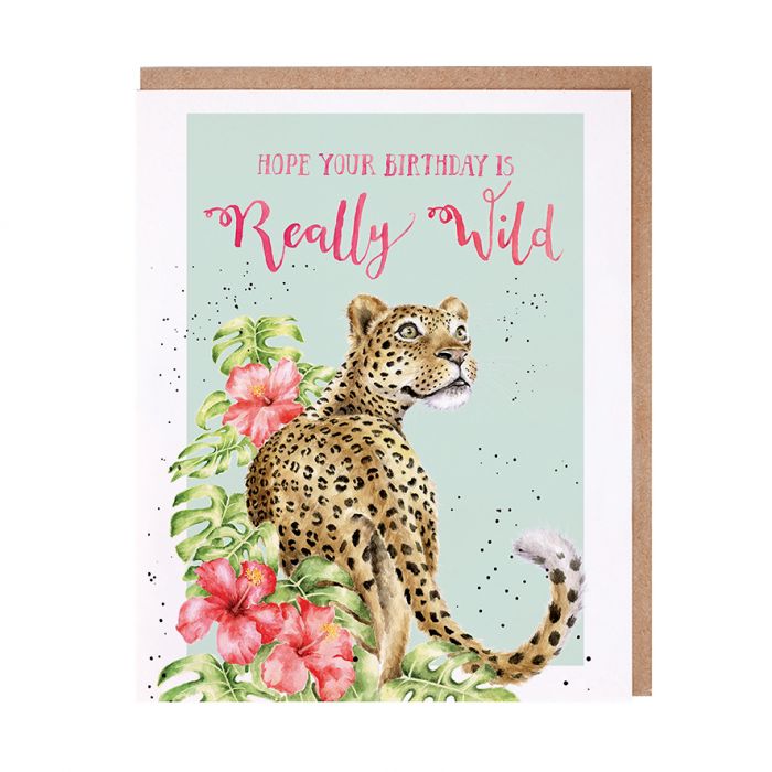 Wrendale Designs Greeting Card, Birthday 'Really Wild' Leopard