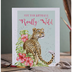 Wrendale Designs Greeting Card, Birthday 'Really Wild' Leopard