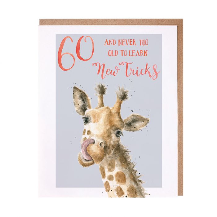 Wrendale Designs Greeting Card, Birthday '60 Never Too Old' Giraffe