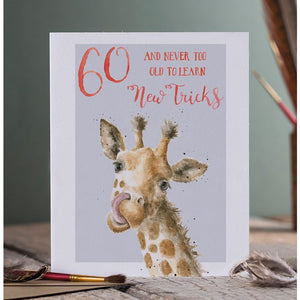 Wrendale Designs Greeting Card, Birthday '60 Never Too Old' Giraffe