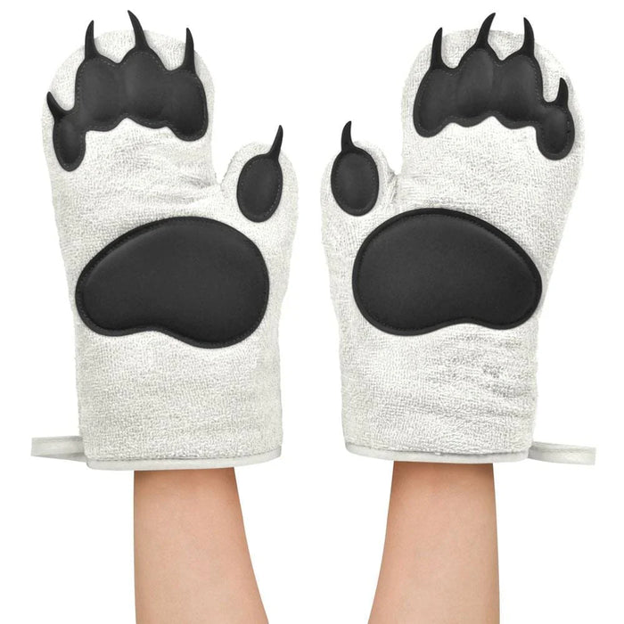 FRED Bear Hands Oven Mitts Set of 2, Polar Bear White