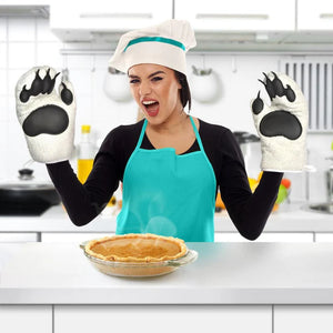 FRED Bear Hands Oven Mitts Set of 2, Polar Bear White