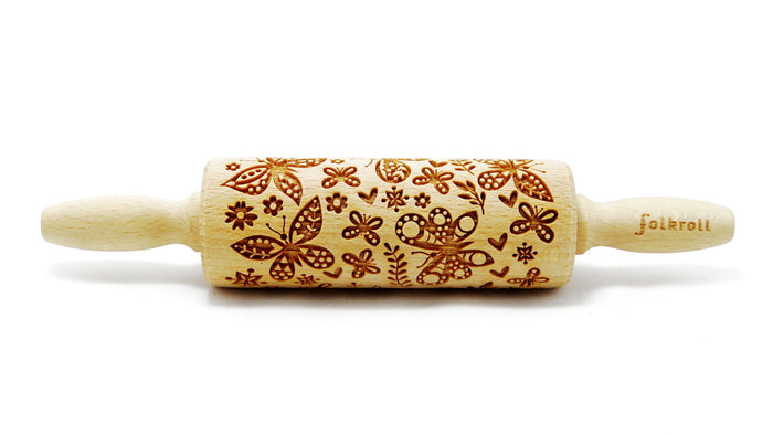 Folkroll Small Embossed Rolling Pin, Butterflies