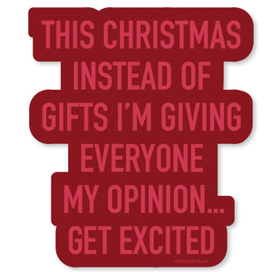 Classy Cards Vinyl Sticker, Christmas Opinion