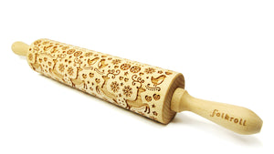 Folkroll Large Embossed Rolling Pin, Christmas Reindeer