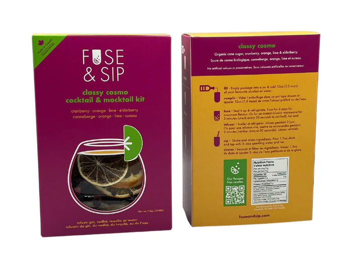 Fuse & Sip Cocktail & Mocktail Infusion Kit, Classy Cosmo - Cranberry, Orange & Lime Infusion