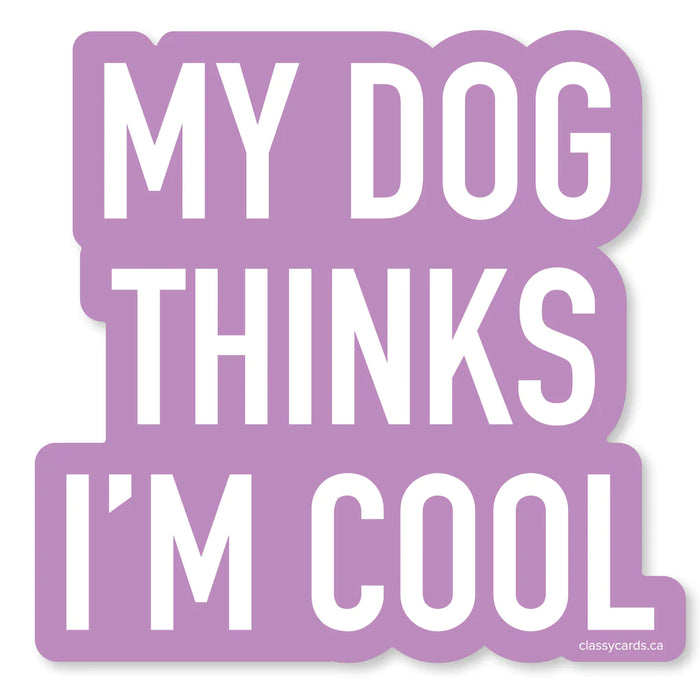 Classy Cards Vinyl Sticker, My Dog Thinks I'm Cool