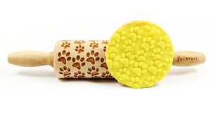 Folkroll Small Embossed Rolling Pin, Dog's Paw