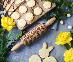 Folkroll Small Embossed Rolling Pin, Easter Basket