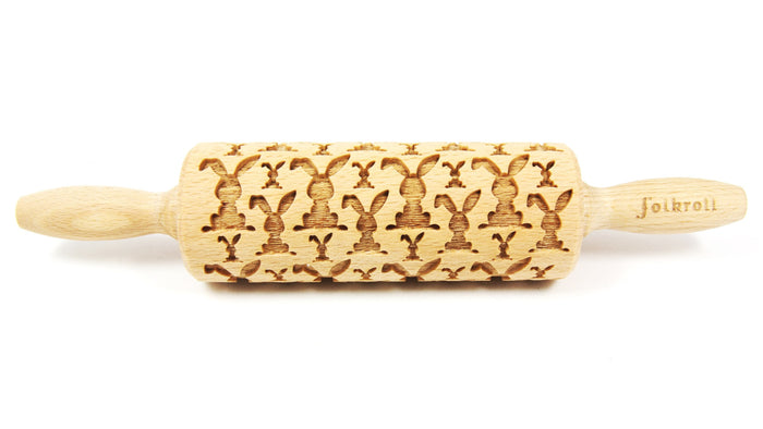 Folkroll Small Embossed Rolling Pin, Easter Bunny