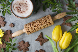 Folkroll Small Embossed Rolling Pin, Flower Power