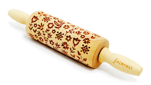 Folkroll Small Embossed Rolling Pin, Flower Power