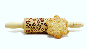 Folkroll Small Embossed Rolling Pin, Flower Power