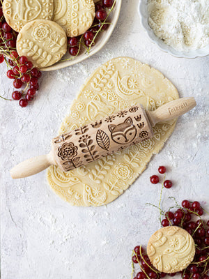 Folkroll Small Embossed Rolling Pin, Folk Finnish