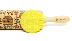 Folkroll Large Embossed Rolling Pin, Folk Scandinavian