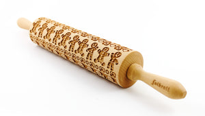 Folkroll Large Embossed Rolling Pin, Gingerbread Man