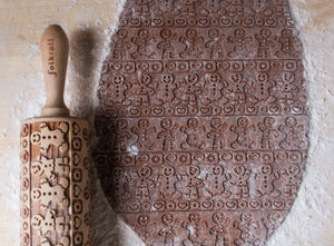 Folkroll Large Embossed Rolling Pin, Gingerbread Man