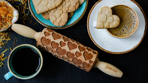 Folkroll Small Embossed Rolling Pin, Hearts