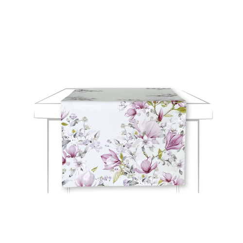 IHR Table Runner, Romantic Magnolia Light Blue
