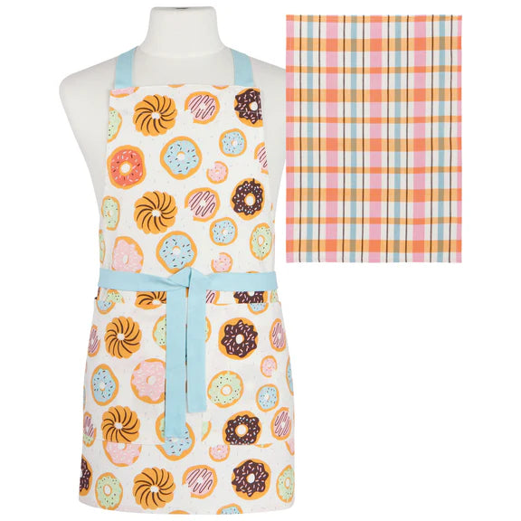 Danica Jubilee Apron Adult with Tea Towel Set, Donuts