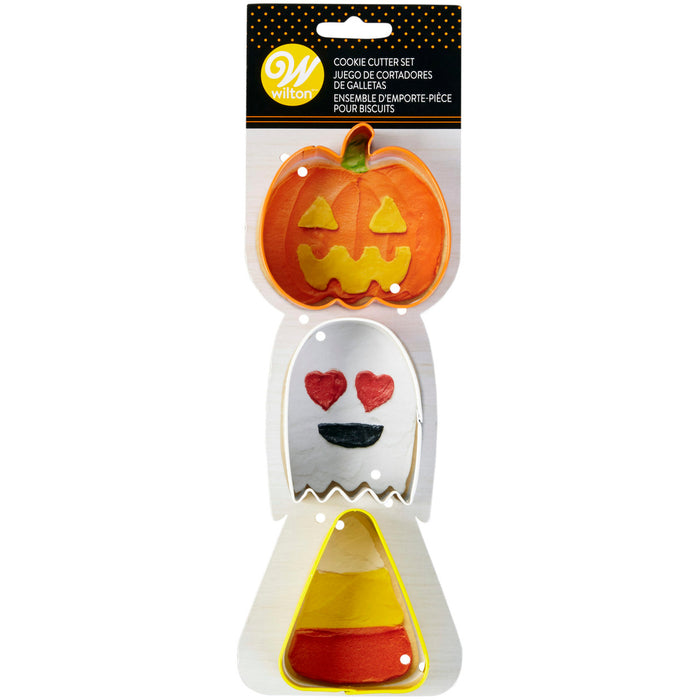 Wilton Pumpkin, Ghost and Candy Corn Cookie Cutter Set of 3