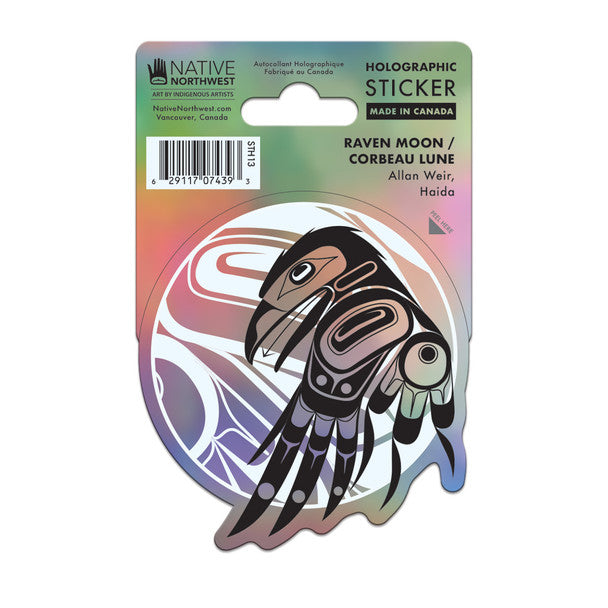Native Northwest Holographic Vinyl Sticker, Raven Moon