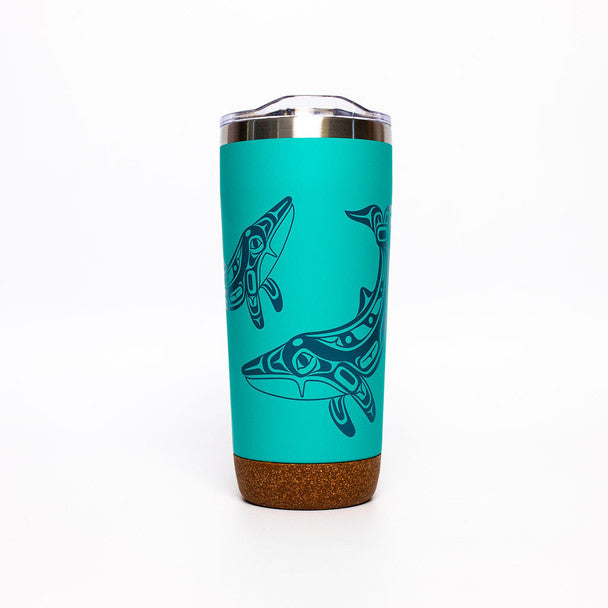 Native Northwest Cork-Based Travel Mug 20 oz, Humpback Whale