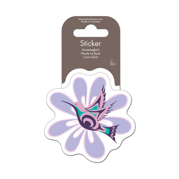 Native Northwest Vinyl Sticker, Hummingbird Flower