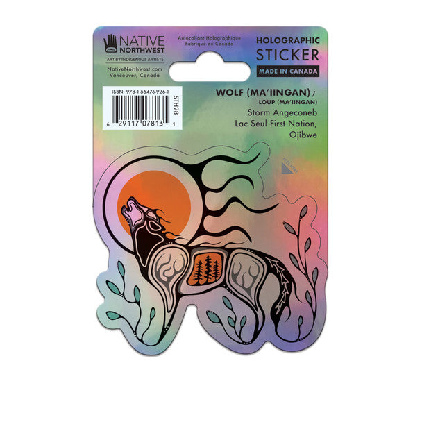 Native Northwest Holographic Vinyl Sticker, Wolf (Ma'iingan)