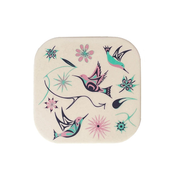 Native Northwest Bamboo Coasters Set of 4, Hummingbirds