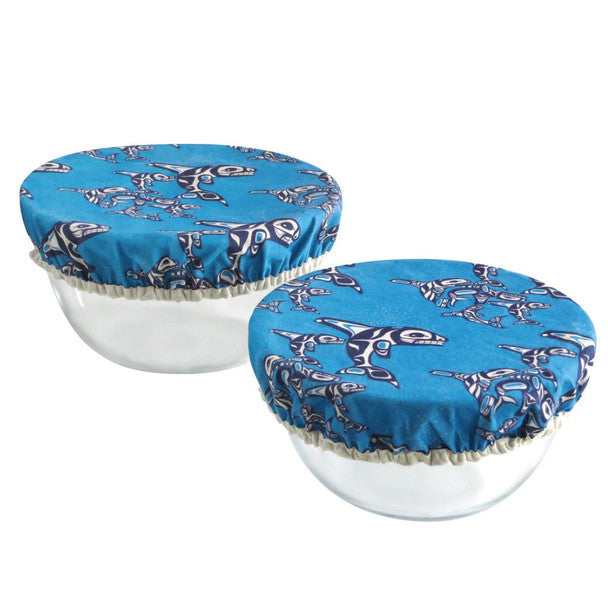 Native Northwest Bowl Covers Set of 2, Orca Family