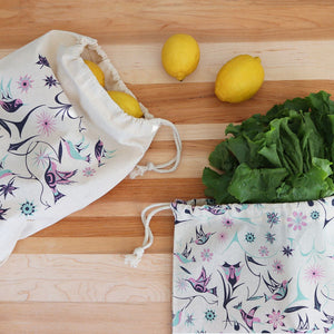 Native Northwest Produce Bags Set of 2, Hummingbirds