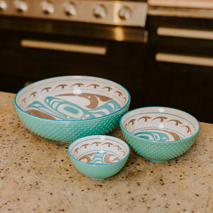 Native Northwest Porcelain Art Large Serving Bowl 9.5 Inch, Killer Whale