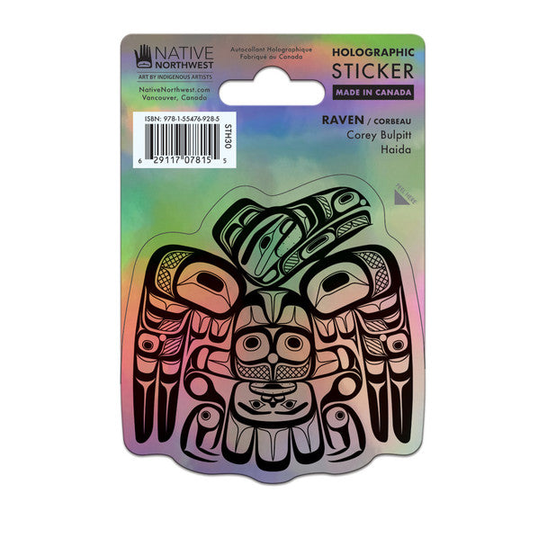 Native Northwest Holographic Vinyl Sticker, Raven