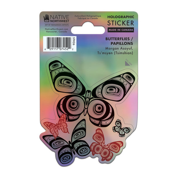 Native Northwest Holographic Vinyl Sticker, Butterflies