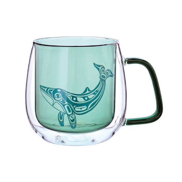 Native Northwest Double-Walled Glass Mug, Humpback Whale