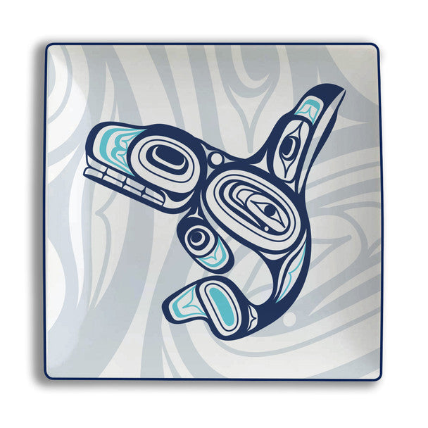 Native Northwest Square Plate 10 Inch, Whale