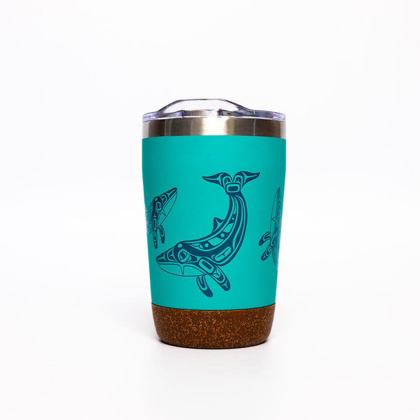Native Northwest Cork-Based Travel Mug 12 oz, Humpback Whale