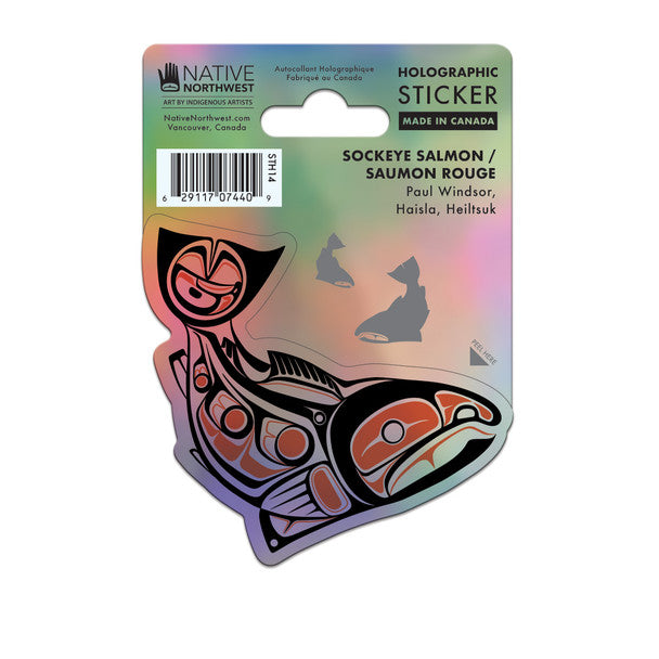 Native Northwest Holographic Vinyl Sticker, Sockeye Salmon