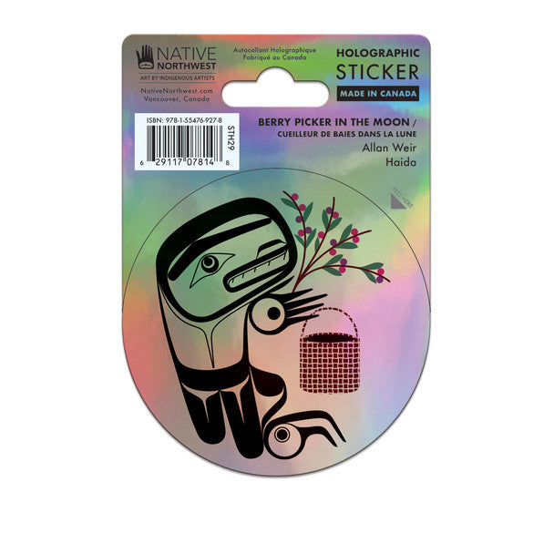 Native Northwest Holographic Vinyl Sticker, Berry Picker In the Moon