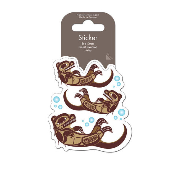 Native Northwest Vinyl Sticker,  Sea Otters