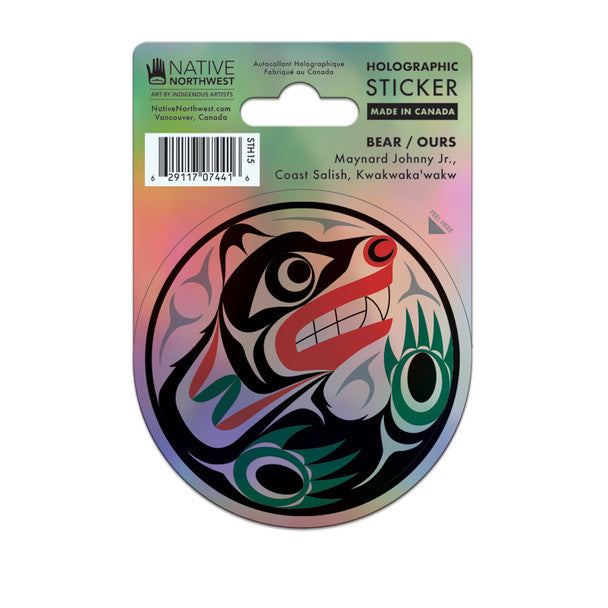Native Northwest Holographic Vinyl Sticker, Bear